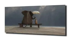 obraz na szkle Słoń deszcz przyjaźń 