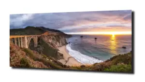 obraz na szkle Most plaża wzgórza  