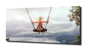 obraz na szkle Huśtawka nad górami 
