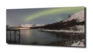 obraz na szkle Góry zorza polarna  
