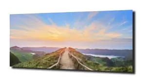 obraz na szkle Zachód słońca góry  