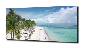 obraz na szkle Plaża, palmy, ocean 