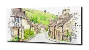 obraz na szkle Ilustrowana uliczka 