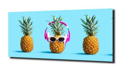 obraz na szkle Ananas muzyka owoce 