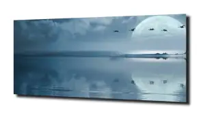 obraz na szkle Księżyc jezioro noc 