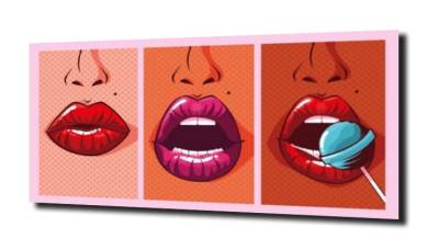 obraz na szkle Pop art. Usta lizak 