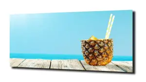 obraz na szkle Ananas drink plaża 