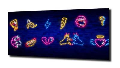 obraz na szkle Pizza neon kuchnia 