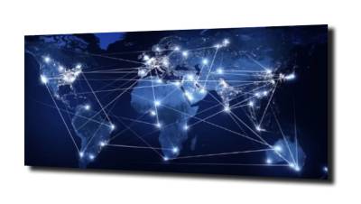 obraz na szkle Globalna sieć mapa 