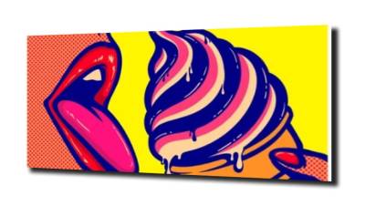 obraz na szkle Usta lody pop art. 