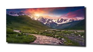 obraz na szkle Zachód za górami  