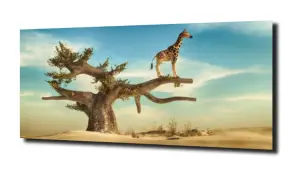 obraz na szkle Żyrafa na drzewie 