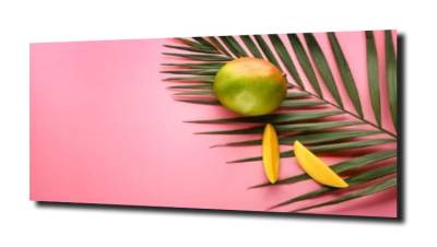 obraz na szkle Mango, palma, róż 