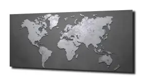obraz na szkle Mapa świata szara 