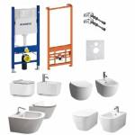 Kompletny zestaw (ceramika do wyboru) serii Tornado: misa WC, bidet oraz stelaże podtynkowe Geberit