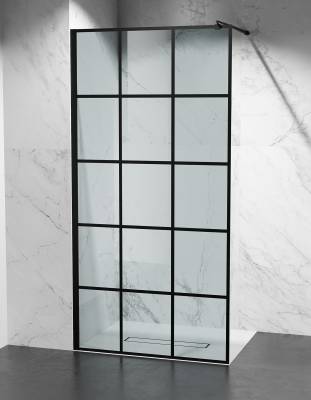  Ścianka Prysznicowa ze Szprosami LoftCube Czarny Mat