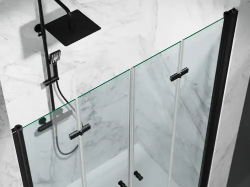 Drzwi Prysznicowe Składane Okucia Czarny Mat  Szkło Transparentne D1900 Dual dwuskrzydlowe domarket (2).jpg