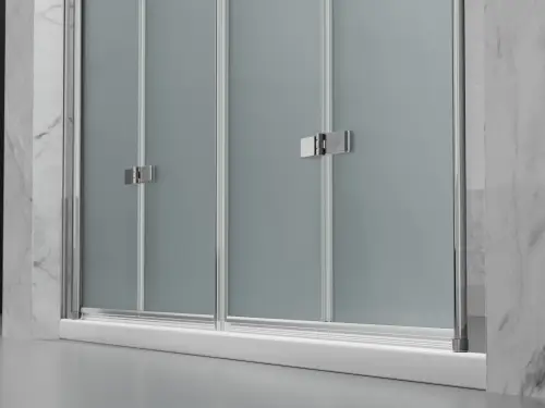 Drzwi Prysznicowe Składane Okucia Złoty Mat Szczotkowany  Szkło mrożone D1900 Dual dwuskrzydlowe domarket (7).jpg