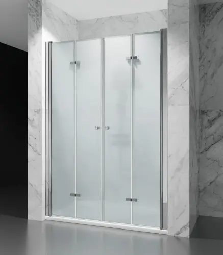 Drzwi Prysznicowe Składane Okucia Złoty Mat Szczotkowany  Szkło mrożone D1900 Dual dwuskrzydlowe domarket (1).jpg