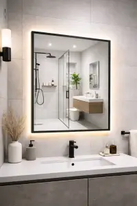 Lustro Prostokątne w Ramie z Led 80x60cm