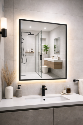 Lustro Prostokątne w Ramie z Led 80x60cm