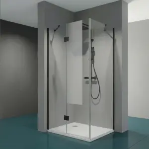 Kabina Prysznicowa Uchylna Czarny Mat DV8000 Transparentna