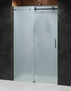 Drzwi Prysznicowe Przesuwne Czarny Mat Mrożone D20