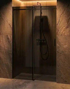 Drzwi Prysznicowe Przesuwne Czarny Mat Grafit Przyciemniana D20