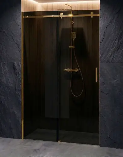 Drzwi Prysznicowe Przesuwne Złoty Połysk Grafit Przyciemniana D20.jpg