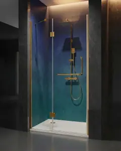 Drzwi Prysznicowe Uchylne Złoto Szczotkowane Transparentna DV8500D