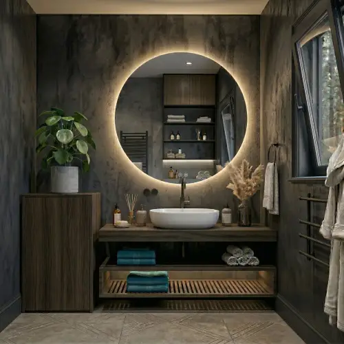 60-120cm Lustro Okrągłe LED - Luzzano Bez Ramki aranżacja nr 7.jpg