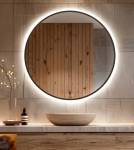 70cm Lustro Okrągłe LED Czarna Ramka LOFT