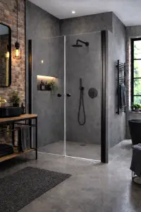 DRZWI PRYSZNICOWE WAHADŁOWE DWUSKRZYDŁOWE CZARNE DV4000 DUAL 