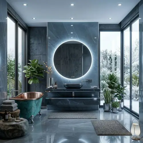 70cm Lustro Okrągłe LED bez ramki - aranżacja 2.jpg