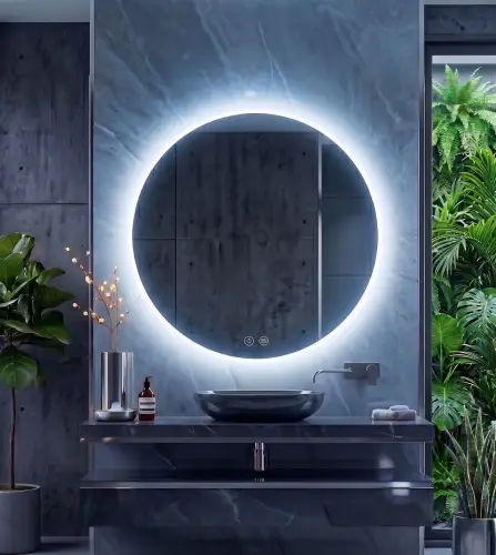 70cm Lustro Okrągłe LED bez ramki - aranżacja 1.jpg