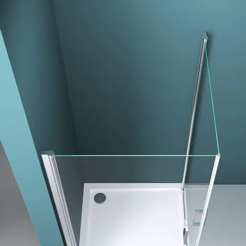 SAN - Kwadratowy brodzik prysznicowy niski slim widok z fragmentem kabiny