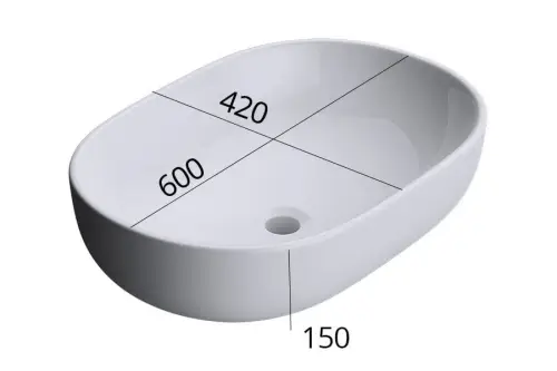Umywalka Nablatowa Ceramiczna C 322 wymiary