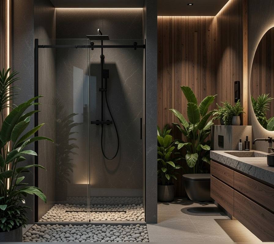 drzwi prysznicowe czarne okucia d20